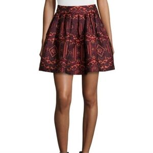 Alice + Olivia Stora Pleated Tribal-Print Skirt Mini Skirt Women’s Size 0